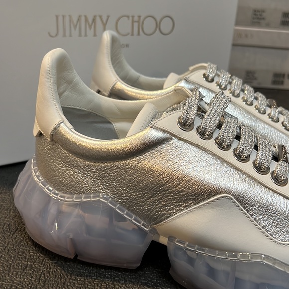 Jimmy Choo Diamond Silver White Oversized Sneakers - Picture 2 of 10